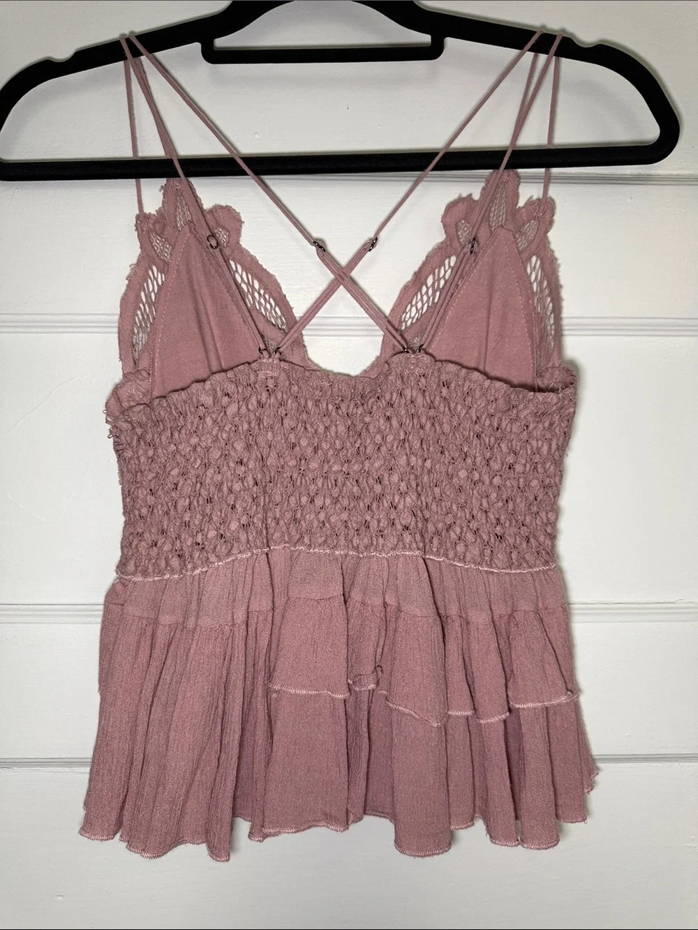 Free People Dusty Mauve Crochet Lace Cropped Tank - Picture 6 of 10